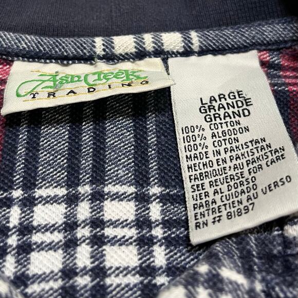 Ash Creek Trading Navy/Red Plaid Long Sleeve Polo Large - Picture 4 of 7